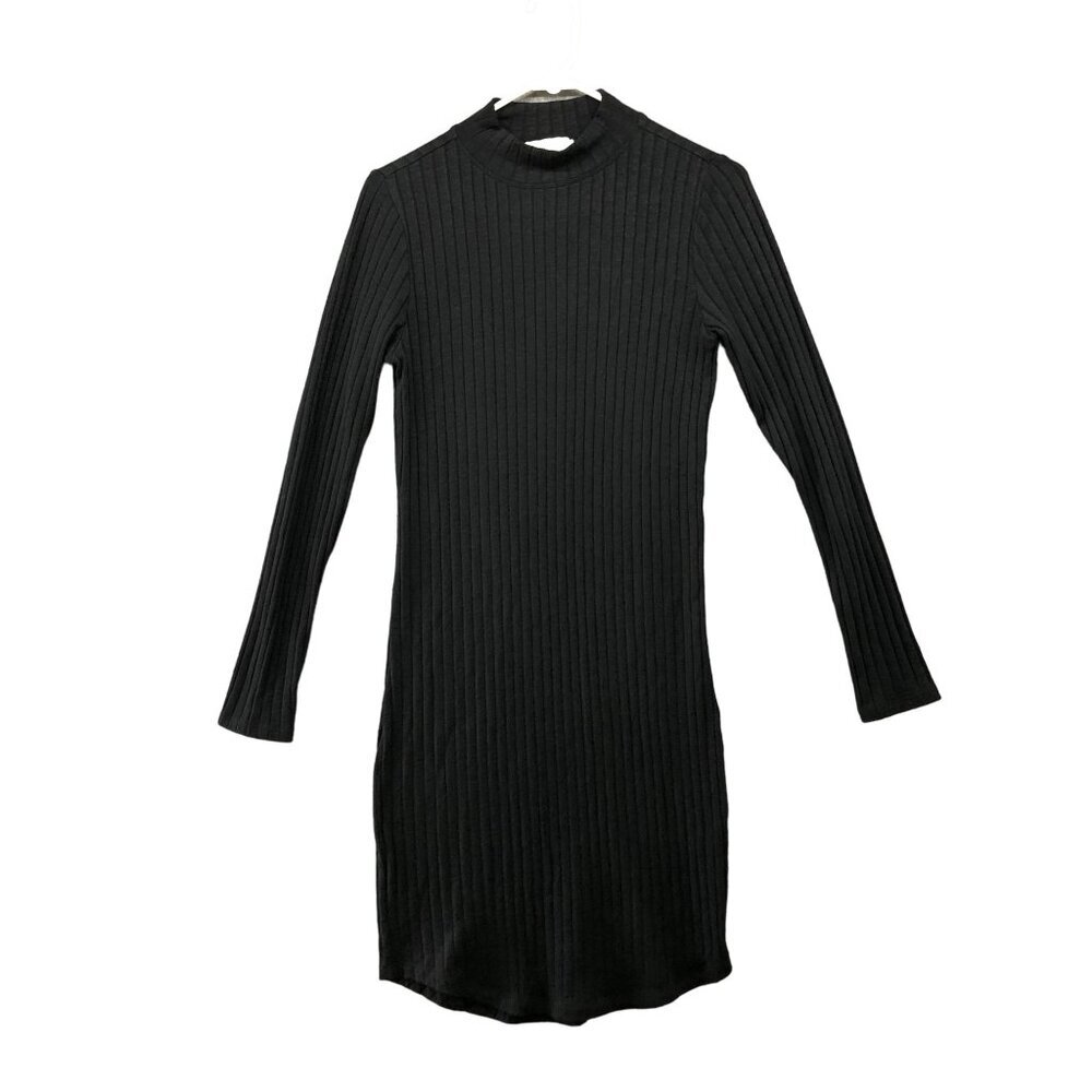 Abercrombie & Fitch Knit Dress Womens M‎ Black Mock Neck Ribbed Fitted Sweater